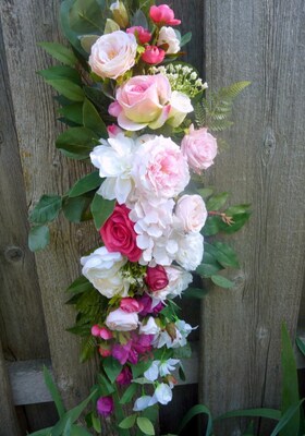 Blush Pink, Fuchsia and White Wedding Arch Flowers, Round Arch flowers - image2